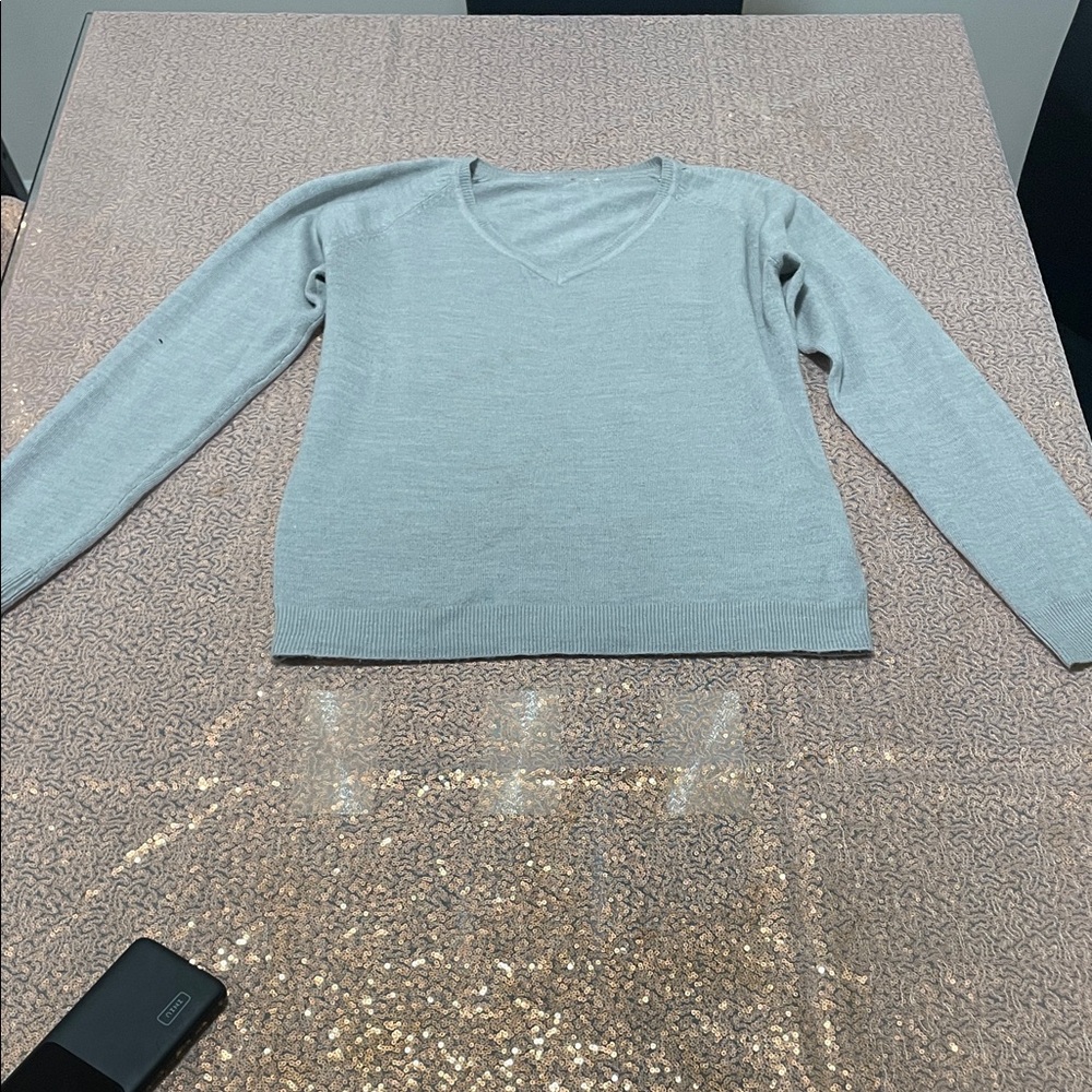 Light Gray V-Neck Sweater